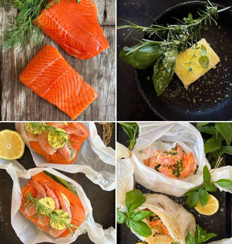 Trout and Prawn en Papillote