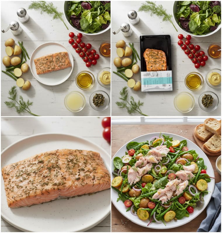 Poached Lemon and Dill Trout Salad with Baby Potatoes